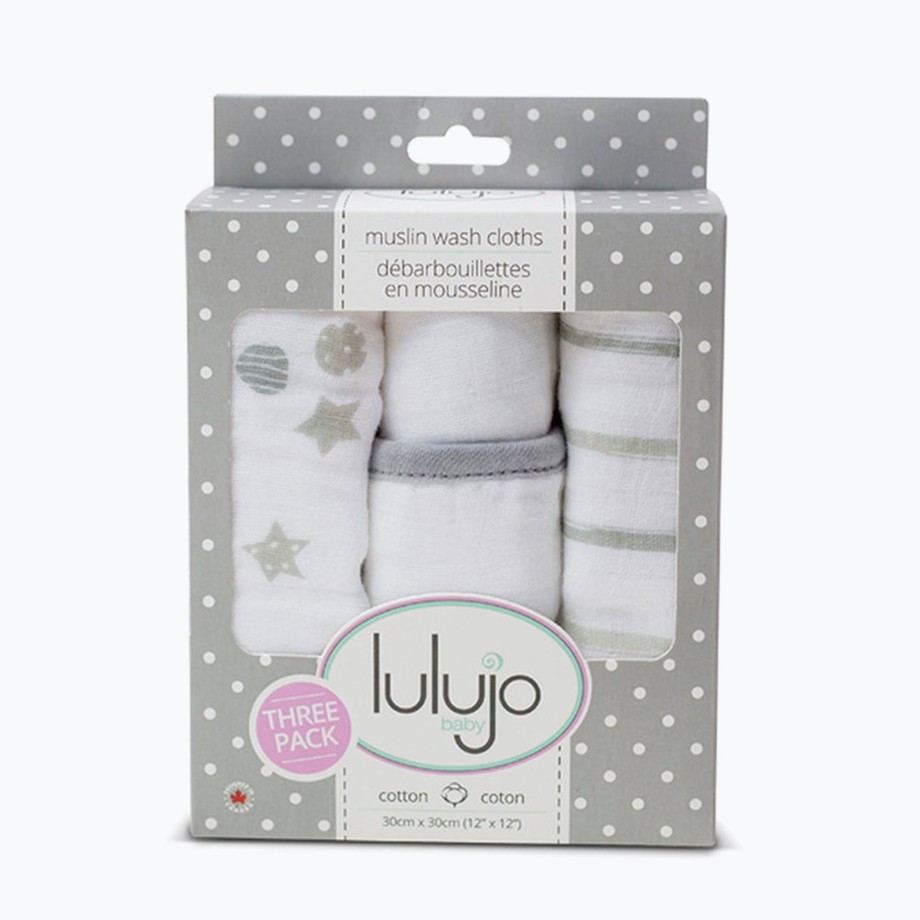 Bathtime Lulujo Washcloths | Lulujo Muslin Wash Cloth 3 Pack