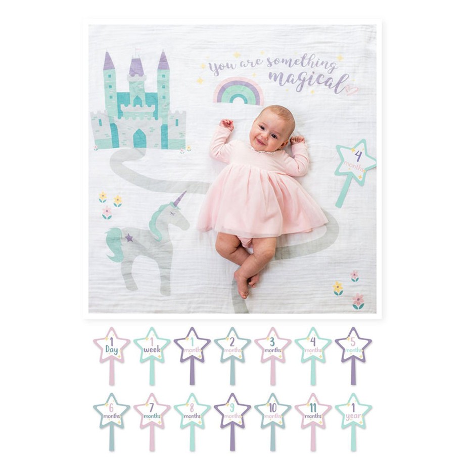 Nursery Lulujo Blanket & Swaddle | Lulujo Baby Milestone Blanket And Card Set - Something Magical