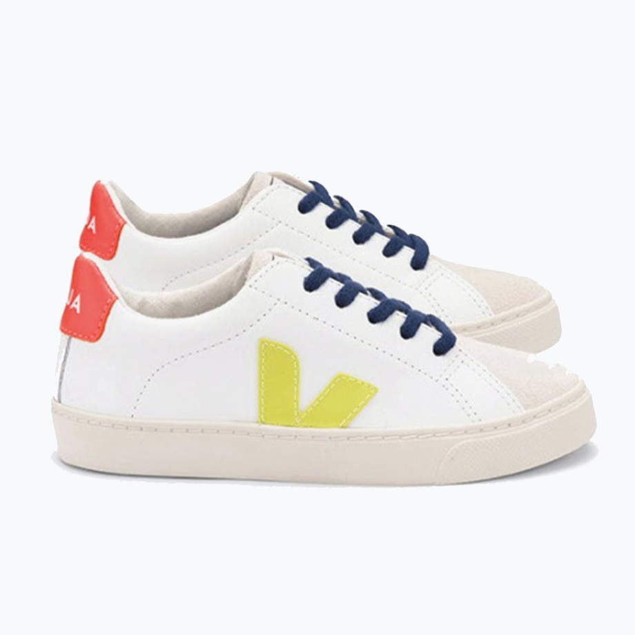 Clothing & Shoes Veja Shoes & Trainers | Veja Esplar Leather Lace Trainer - Orange Fluo