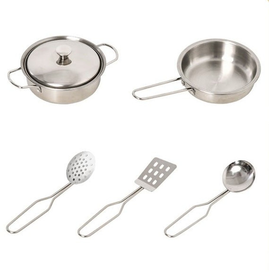 Playtime Signature Role Play | 5 Pcs Play Kitchen Accessories Stainless Steel Cooking Utensils