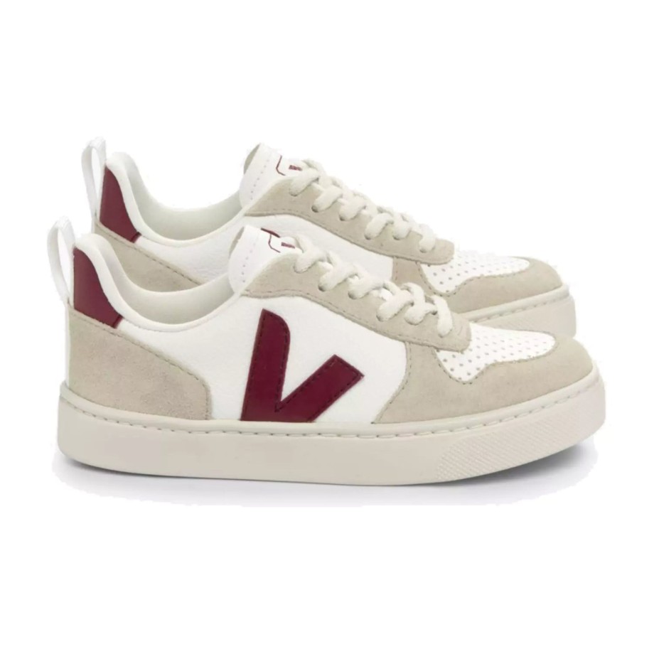 Clothing & Shoes Veja Shoes & Trainers | Veja V-10 Laces Chromefree Leather Lace Trainer - Extra White Marsala Almond