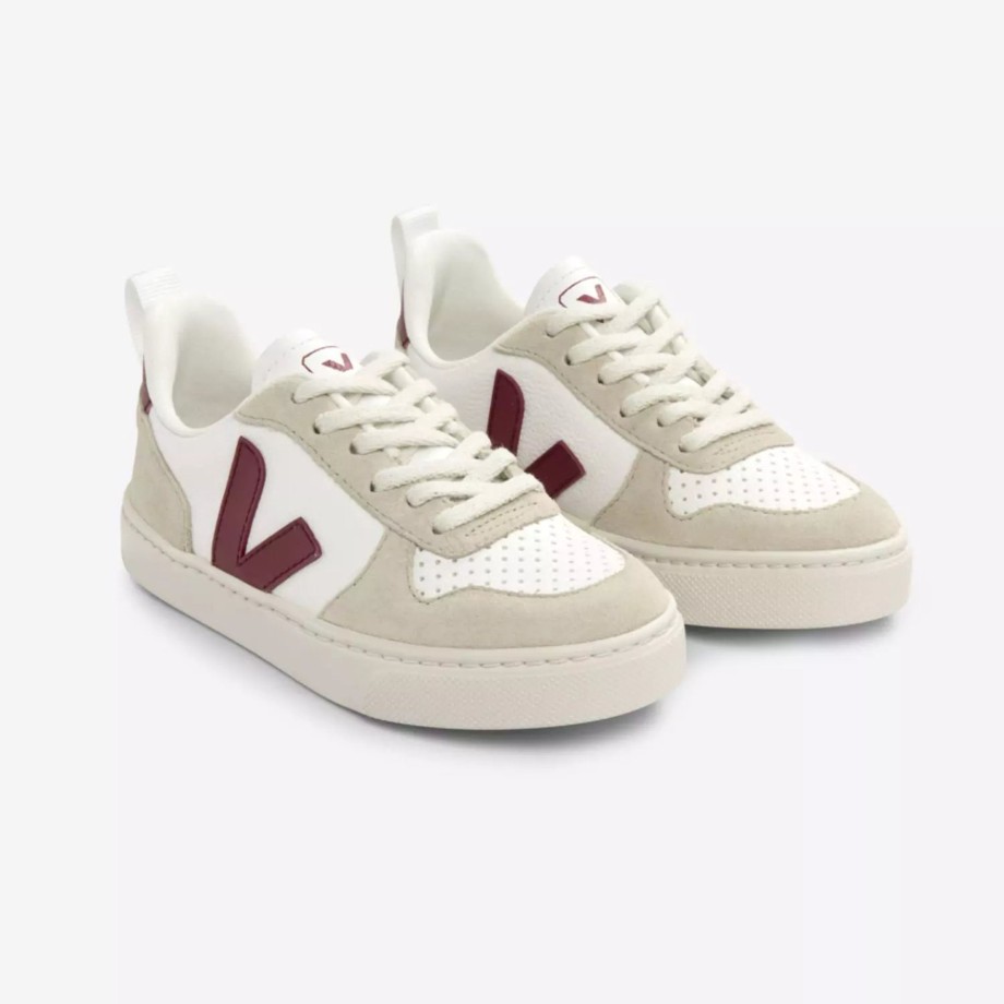 Clothing & Shoes Veja Shoes & Trainers | Veja V-10 Laces Chromefree Leather Lace Trainer - Extra White Marsala Almond