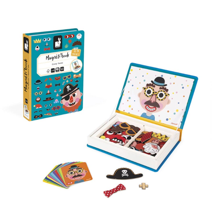 Playtime Janod Games & Puzzles | Janod Boy'S Crazy Faces Magneti'Book - 70 Magnets