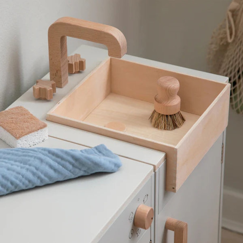 Playtime Sebra Role Play | Sebra Kidchen Wooden Toy Sink For Kids - Beige