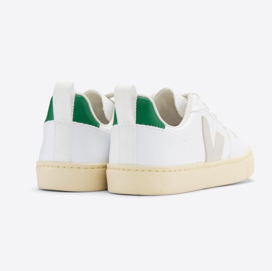 Clothing & Shoes Veja Shoes & Trainers | Veja V-10 Kids Lace Trainer - White Pierre Emeraude