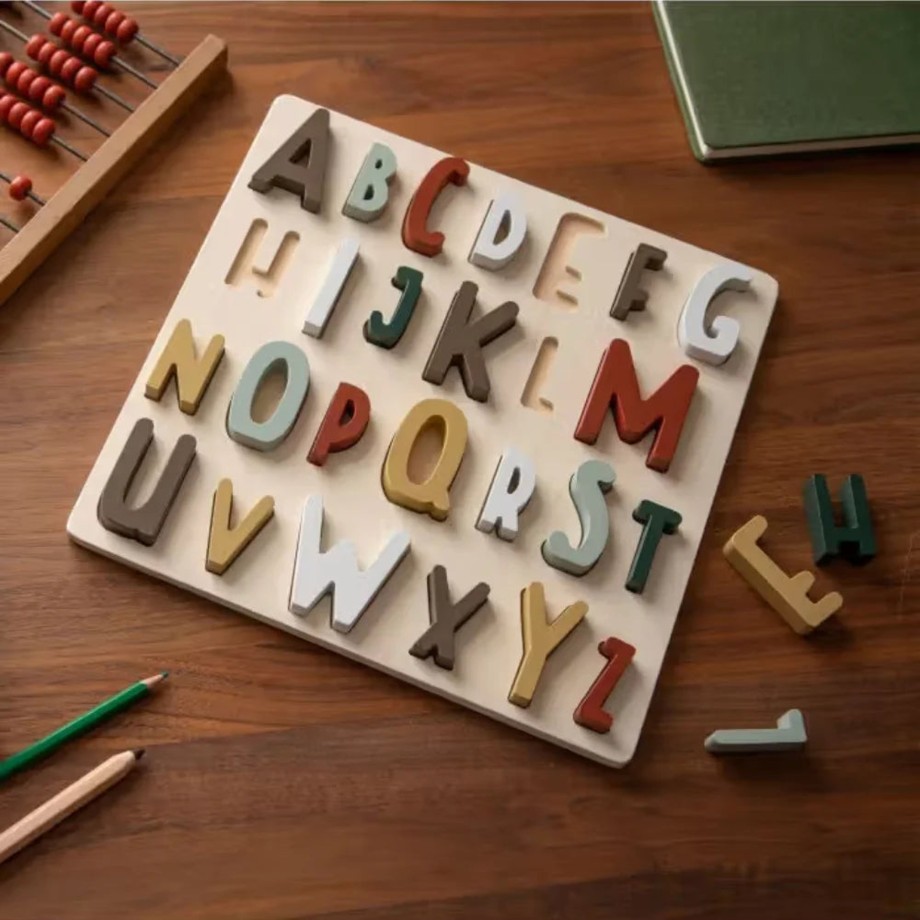 Toys Sebra Montessori Toys | Sebra English Wooden Alphabet Letters (Abc) Puzzle