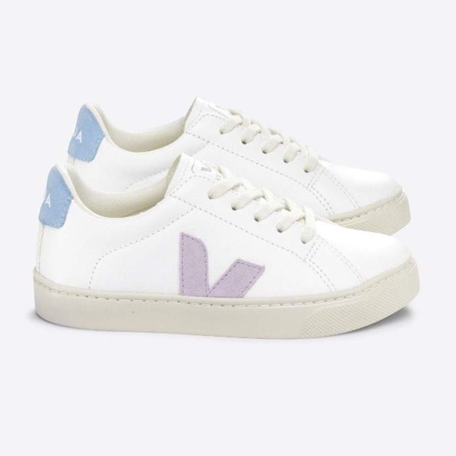 Clothing & Shoes Veja Shoes & Trainers | Veja Esplar Chromefree Leather Lace Trainer - Extra White Parme Steel