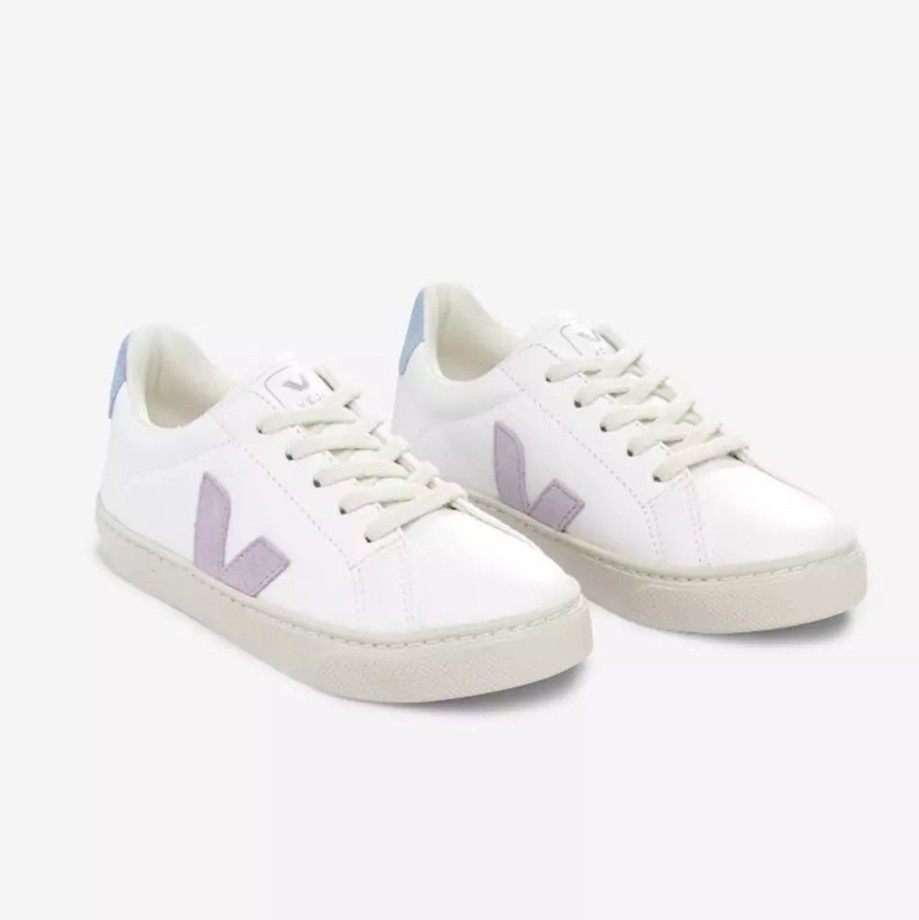 Clothing & Shoes Veja Shoes & Trainers | Veja Esplar Chromefree Leather Lace Trainer - Extra White Parme Steel