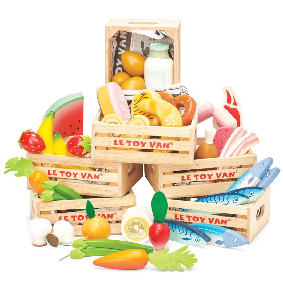 Playtime Le Toy Van Role Play | Le Toy Van Honeybee Market - Wooden Fruit 5 A Day Crate