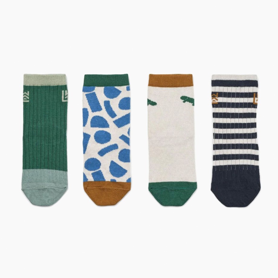 Clothing & Shoes Liewood Socks & Tights | Liewood Silas Cotton Socks 4 Pack - Paint Stroke / Sandy