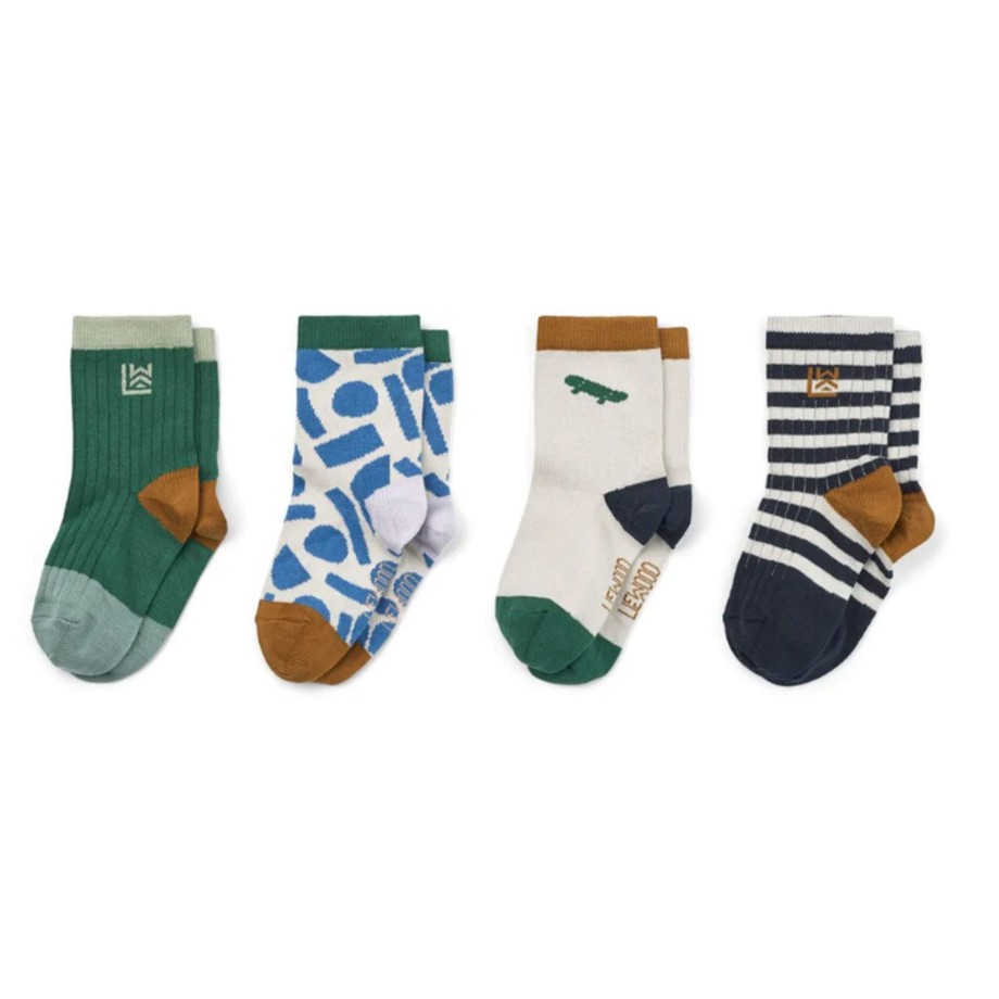 Clothing & Shoes Liewood Socks & Tights | Liewood Silas Cotton Socks 4 Pack - Paint Stroke / Sandy