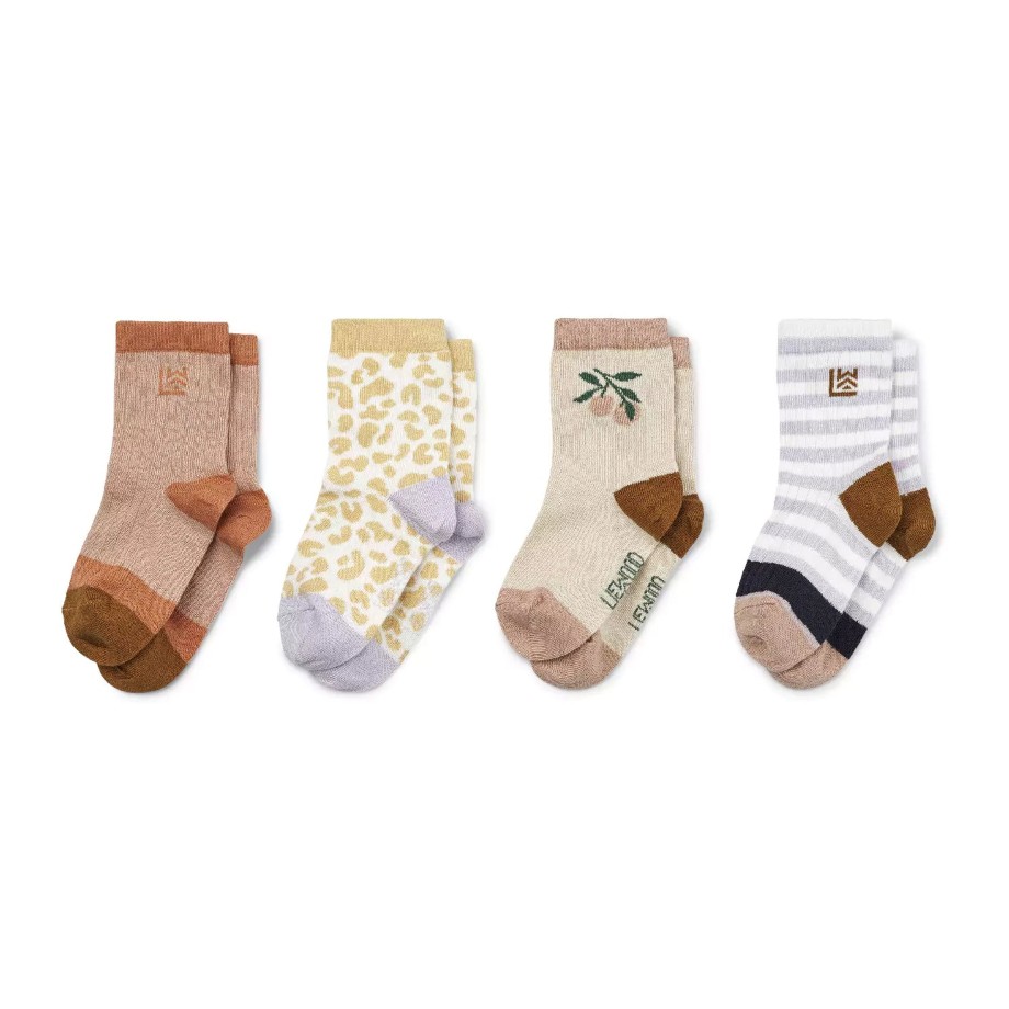 Clothing & Shoes Liewood Socks & Tights | Liewood Silas Cotton Socks 4 Pack - Leo / Jojoba