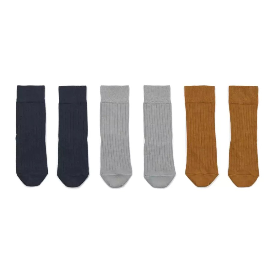 Clothing & Shoes Liewood Socks & Tights | Liewood Lorenzo Cotton Rib Socks 3 Pack