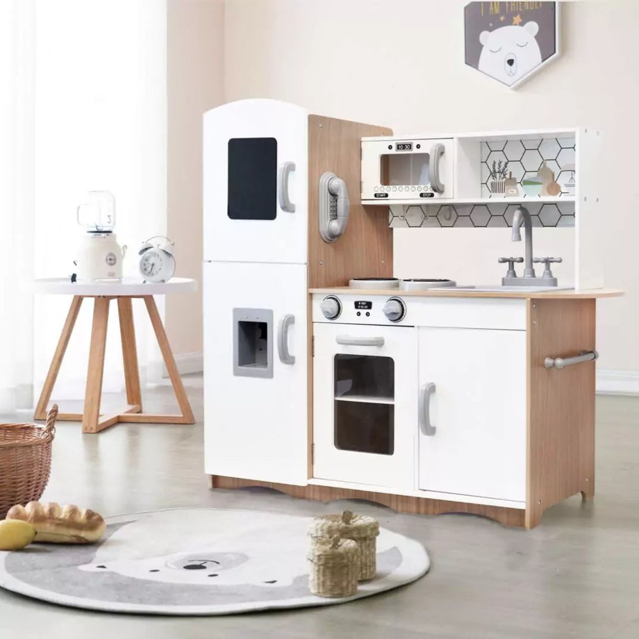 Playtime Signature Role Play | Modern White Toy Wooden Kitchen With Multi-Features