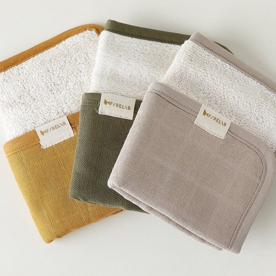 Bathtime Fabelab Washcloths | Fabelab 3 Pack Wash Cloths - Olive Garden