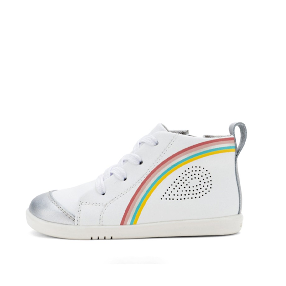 Clothing & Shoes Bobux Shoes & Trainers | Bobux I-Walk Alley-Oop Trainer - White + Silver + Rainbow