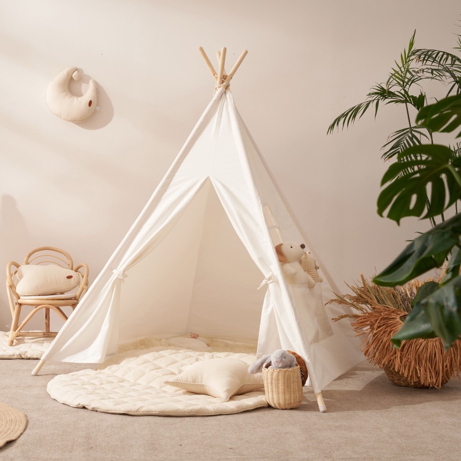 Nursery Hooga Playroom Nursery Decor | Hooga Kids Teepee Play Tent With Organic Round Cotton Playmat