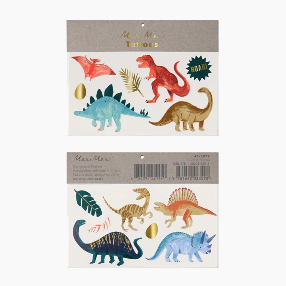 Playtime Meri Meri Party Kits | Meri Meri Dinosaur Kingdom Large Tattoos (X2 Sheets)