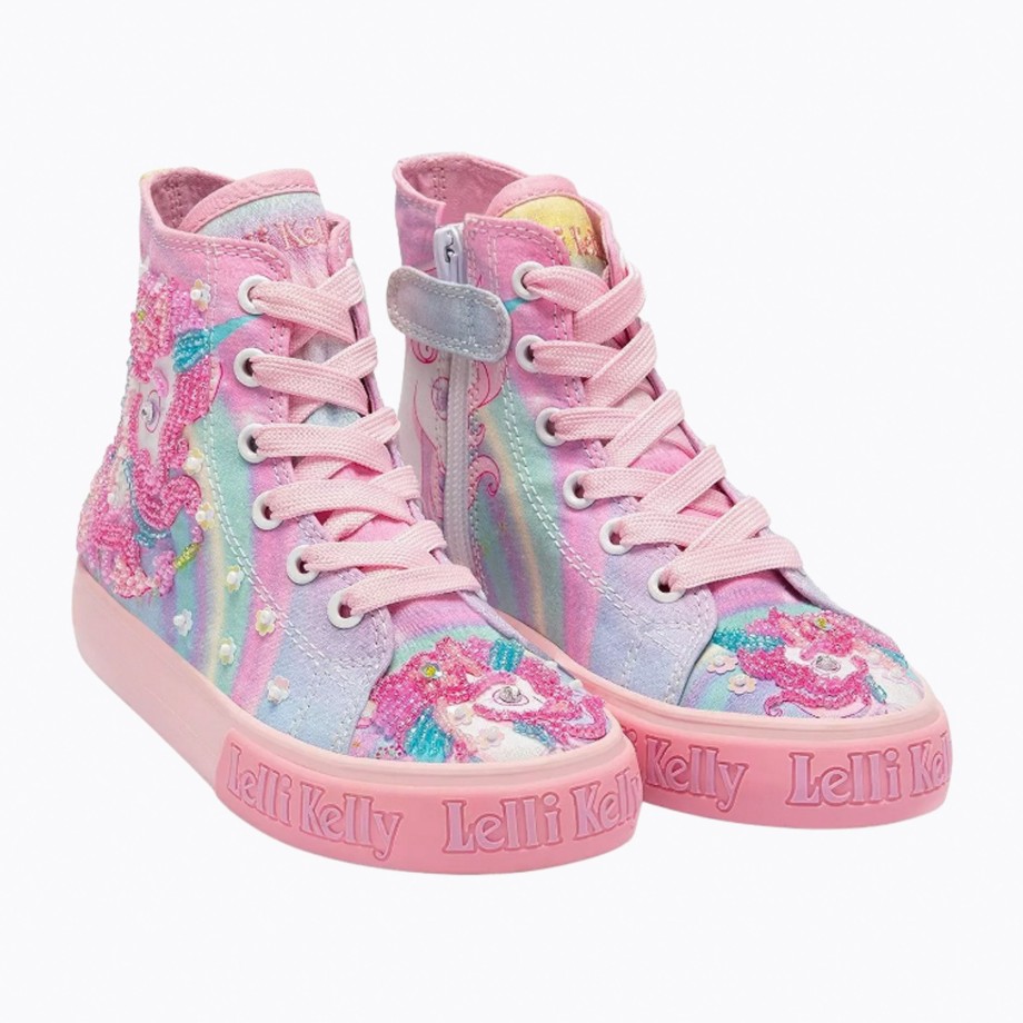 Clothing & Shoes Lelli Kelly Shoes & Trainers | Lelli Kelly Unicorn Mid Baseball Boots - Multi Fantasia Pink