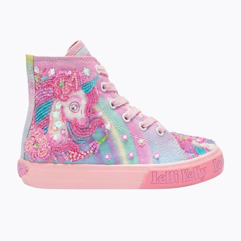 Clothing & Shoes Lelli Kelly Shoes & Trainers | Lelli Kelly Unicorn Mid Baseball Boots - Multi Fantasia Pink