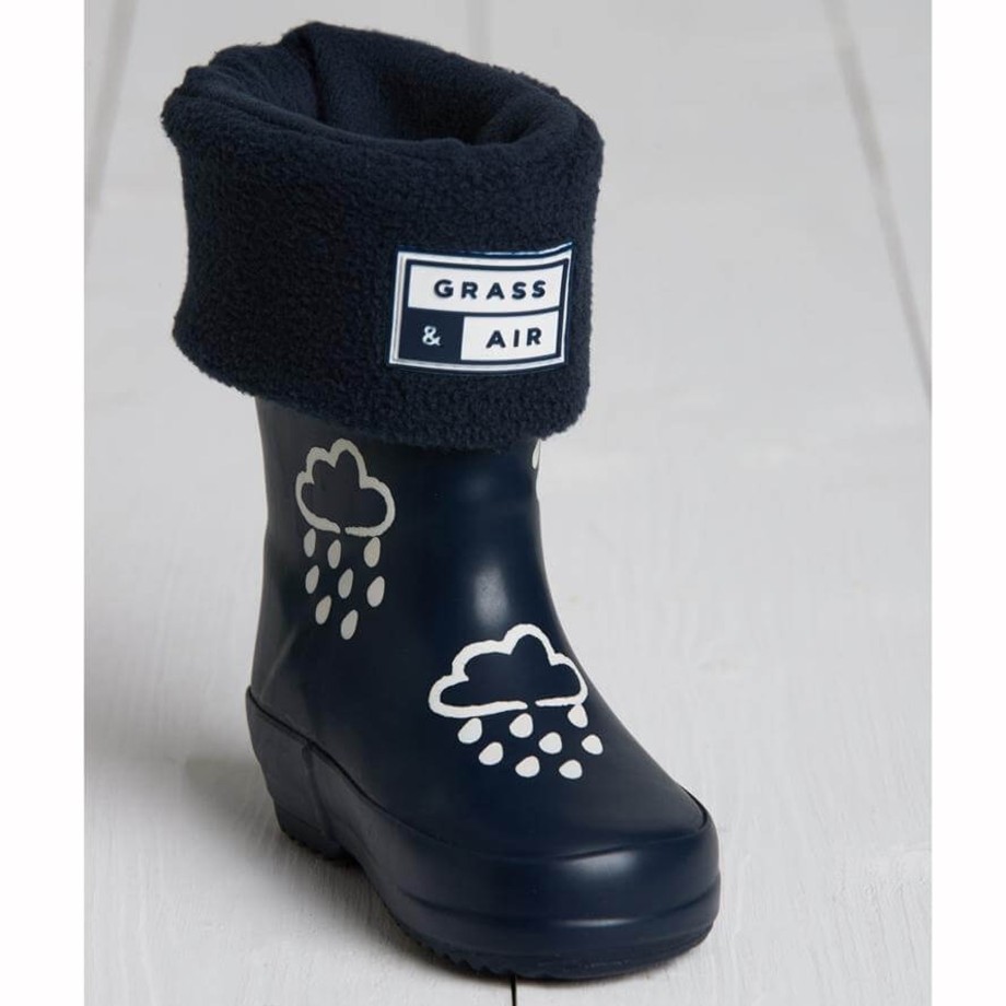 Clothing & Shoes Grass & Air Socks & Tights | Grass & Air Kids Welly Socks Navy