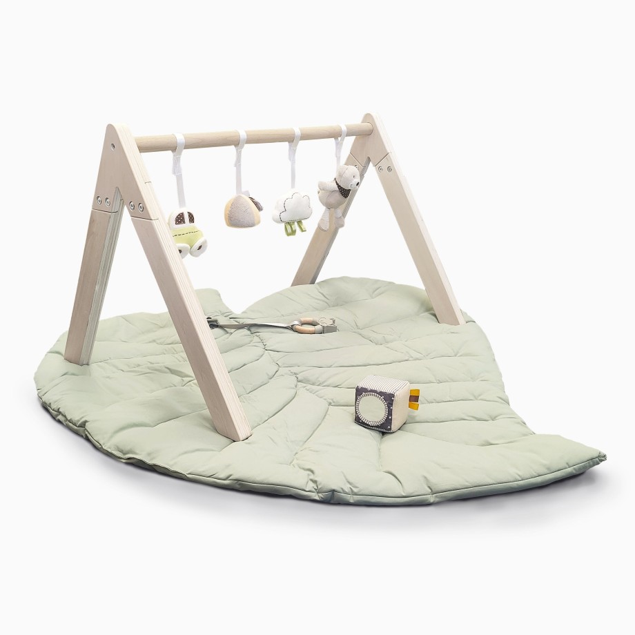 Toys MiniDream Baby Activity & Play Mats | Wooden Play Gym With Toys And Leaf Playmat Set - Green