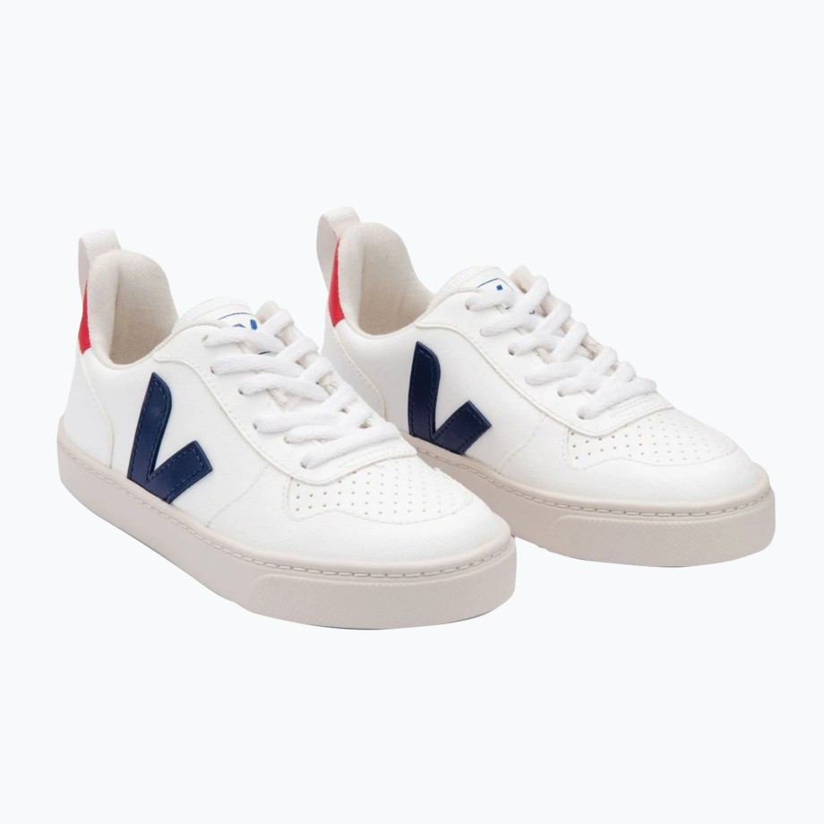 Clothing & Shoes Veja Shoes & Trainers | Veja V-10 Laces Kids Trainer - White Cobalt Pekin