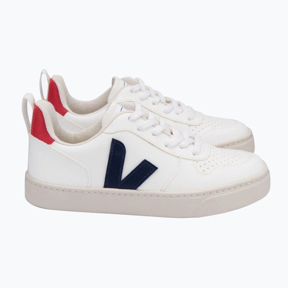 Clothing & Shoes Veja Shoes & Trainers | Veja V-10 Laces Kids Trainer - White Cobalt Pekin