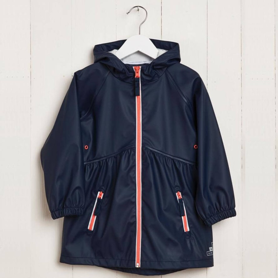 Clothing & Shoes Grass & Air Waterproof Coats | Grass & Air Girls Rainster Navy