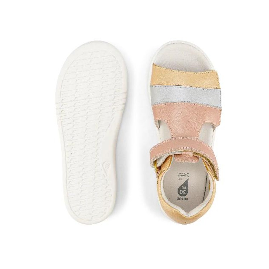 Clothing & Shoes Bobux Sandals | Bobux Mirror I-Walk - Pale Gold & Rose Gold Stripe