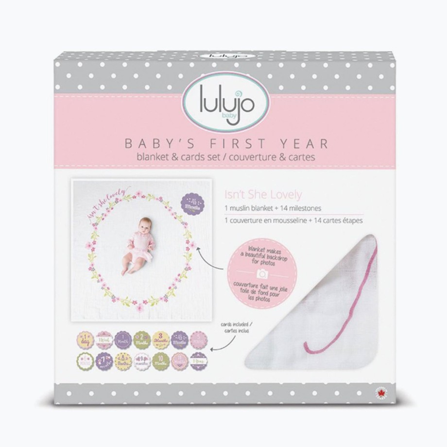 Nursery Lulujo Blanket & Swaddle | Lulujo Baby Milestone Blanket And Card Set - Isn'T She Lovely