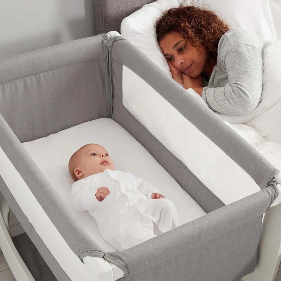 Nursery Shnuggles Cribs, Cots & Cot Beds | Shnuggle Air Bedside Crib - Stone Grey