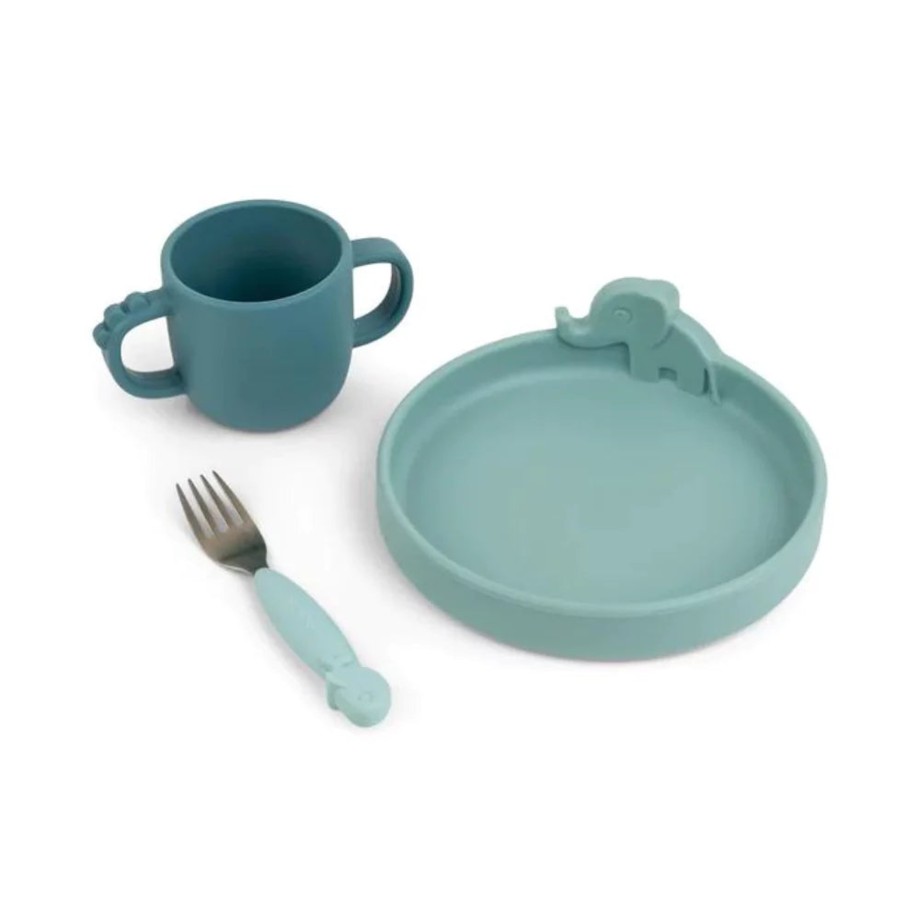 Mealtime Done by Deer Plates, Bowls & Cups | Done By Deer Peekaboo Dinner Set - Deer Friends - Blue