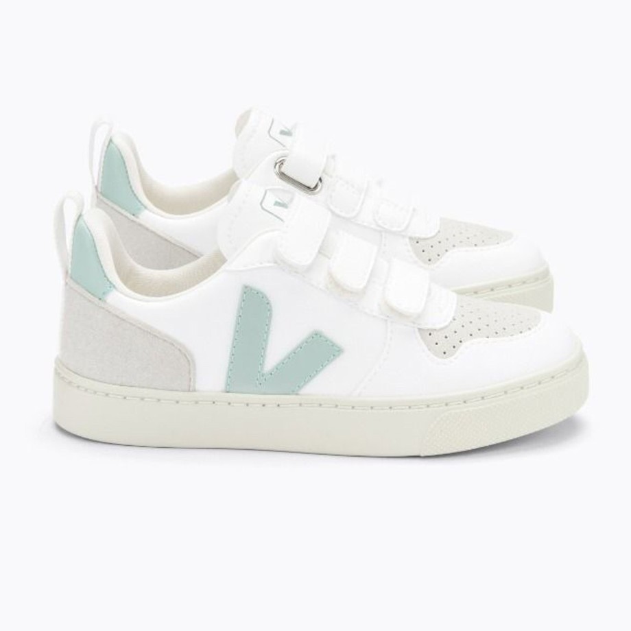 Clothing & Shoes Veja Shoes & Trainers | Veja Kids V-10 Velcro Trainers - White Matcha