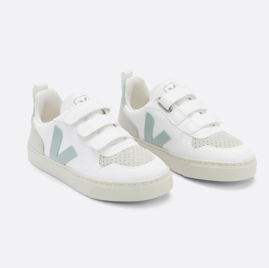 Clothing & Shoes Veja Shoes & Trainers | Veja Kids V-10 Velcro Trainers - White Matcha