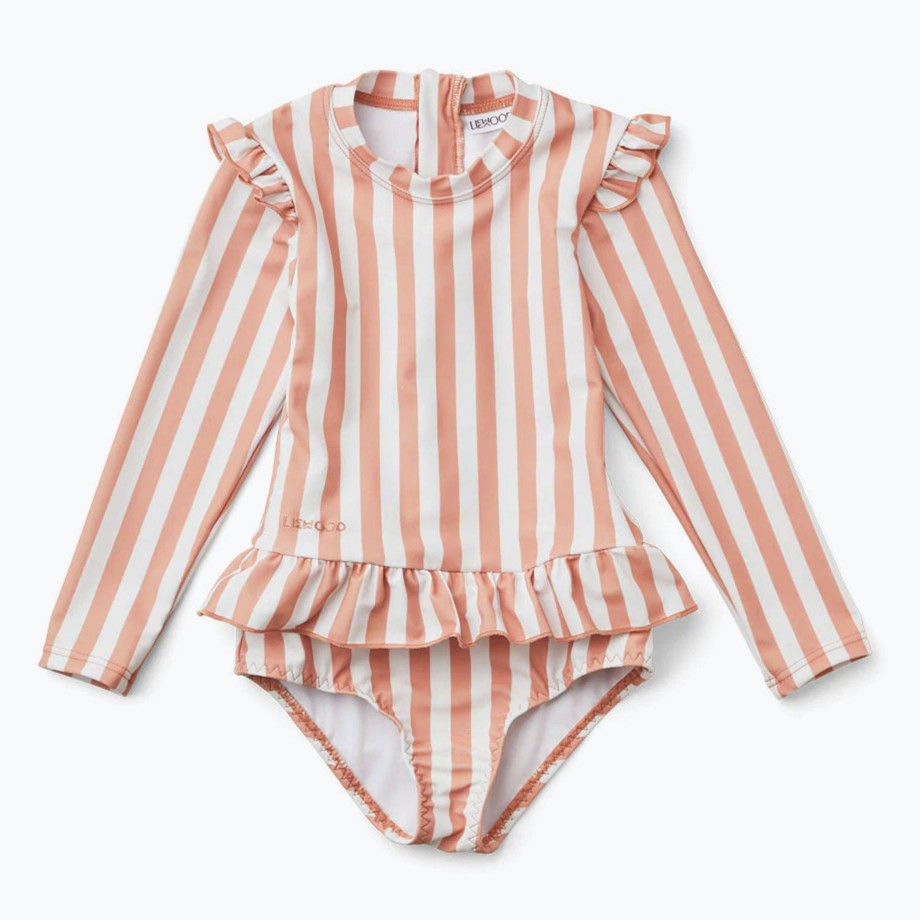 Clothing & Shoes Liewood Swimwear | Liewood Sille Swim Jumpsuit Dusty Coral Stripe