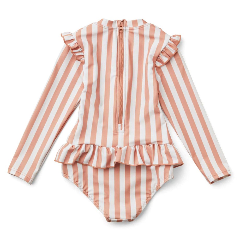 Clothing & Shoes Liewood Swimwear | Liewood Sille Swim Jumpsuit Dusty Coral Stripe