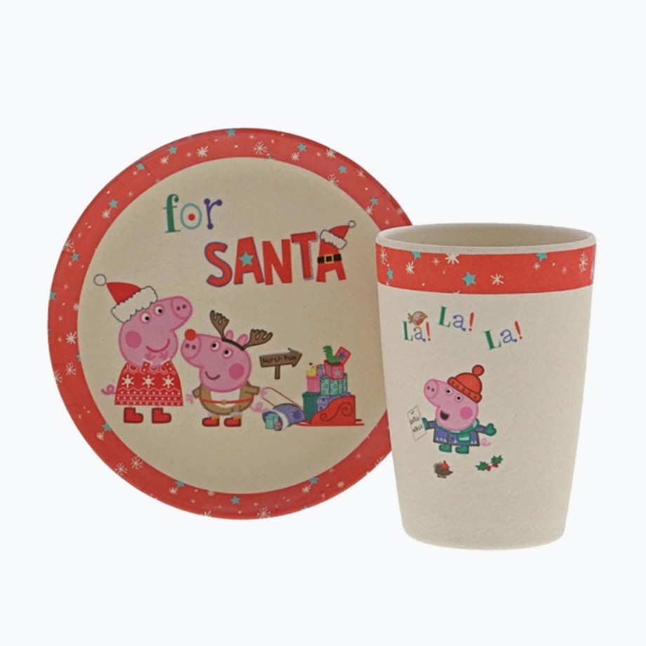 Mealtime Peppa Pig Plates, Bowls & Cups | Peppa Pig Bamboo Dinner Set 2Pcs - Christmas Eve