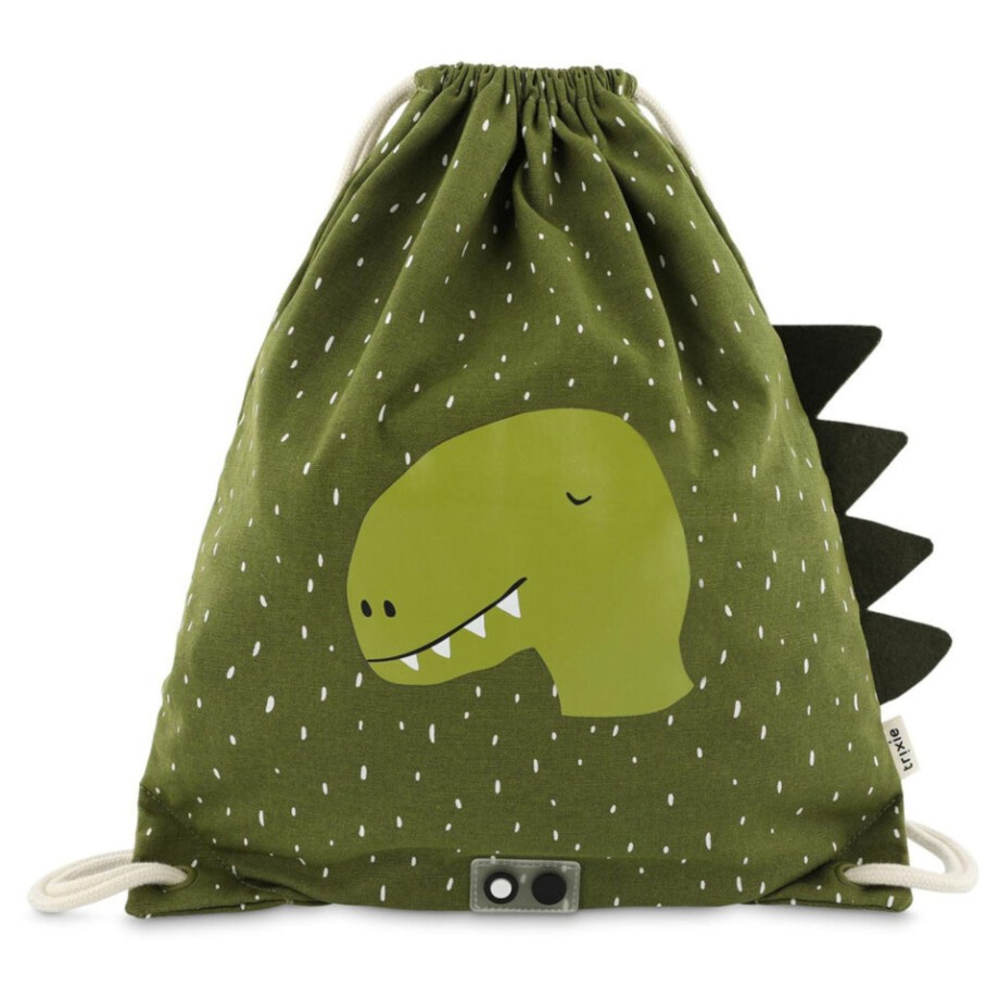 Clothing & Shoes Trixie Kids Bags | Trixie Kids Drawstring Bag - Mr Dino Green