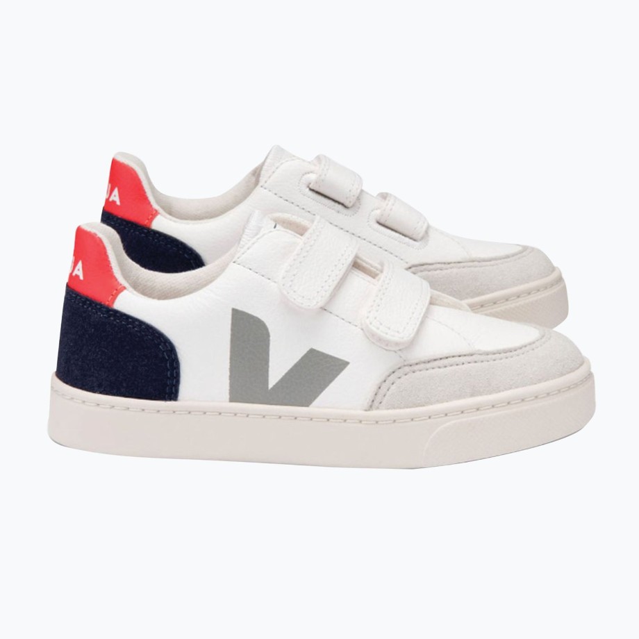 Clothing & Shoes Veja Shoes & Trainers | Veja V-12 Velcro Trainers - Chrome Free White Multico Nautico