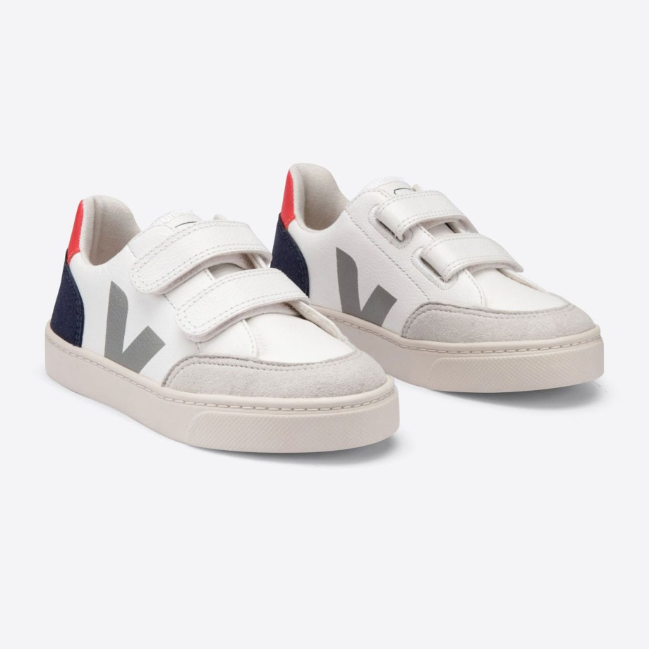 Clothing & Shoes Veja Shoes & Trainers | Veja V-12 Velcro Trainers - Chrome Free White Multico Nautico