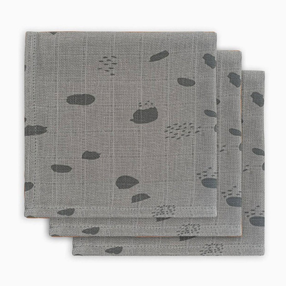 Bathtime Jollein Washcloths | Jollein Hydrophilic Facecloth Spot Storm 3 Pack Grey