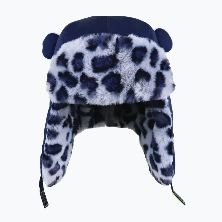 Clothing & Shoes Little Hotdog Watson Hats & Sunglasses | Little Hotdog Watson Arctic Cub Navy With Leopard Fur Kids Hat