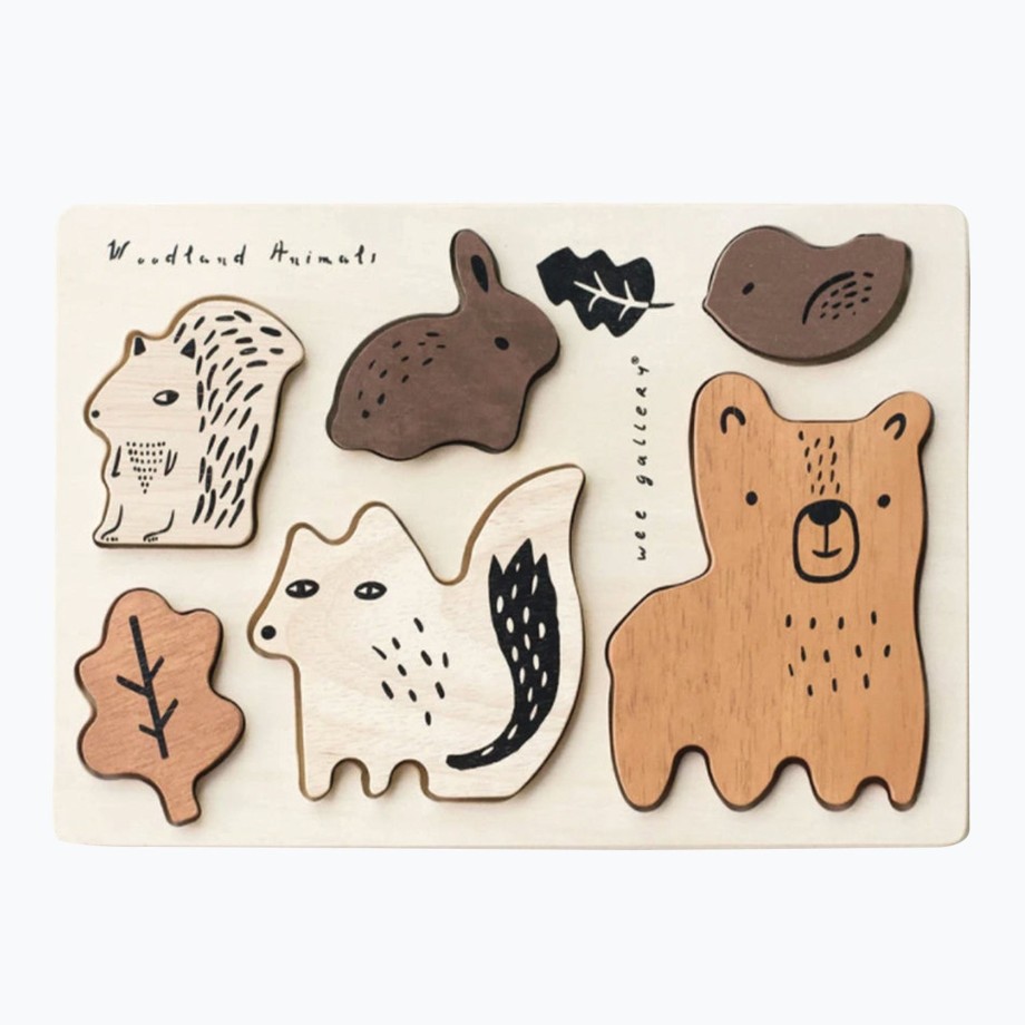 Playtime Wee Gallery Games & Puzzles | Wee Gallery 6 Piece Wooden Tray Puzzle Set - Woodland Animals