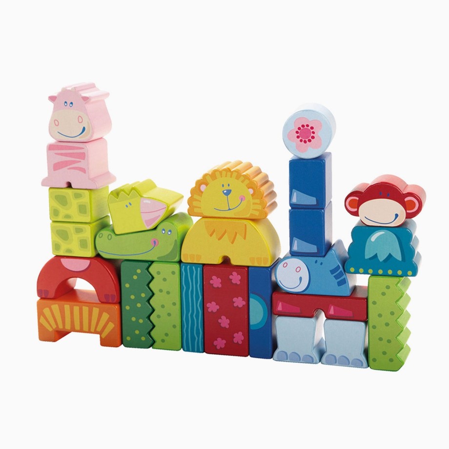 Toys HABA Montessori Toys | Haba Wooden Blocks Eeny, Meeny, Miny, Zoo Set 25 Pcs