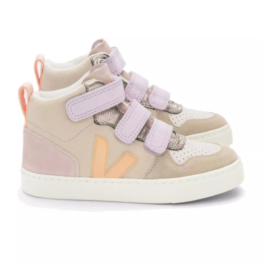 Clothing & Shoes Veja Shoes & Trainers | Veja V-10 Mid Suede Kids Trainers - Multico Almond Peach