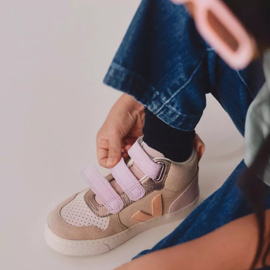 Clothing & Shoes Veja Shoes & Trainers | Veja V-10 Mid Suede Kids Trainers - Multico Almond Peach