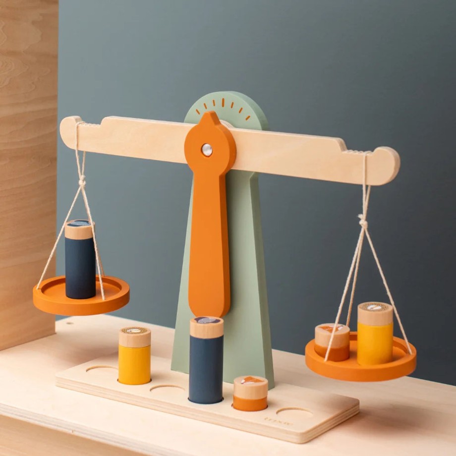 Toys Trixie Early Learning Toys | Trixie Baby Wooden Balance Scale With Six Weights