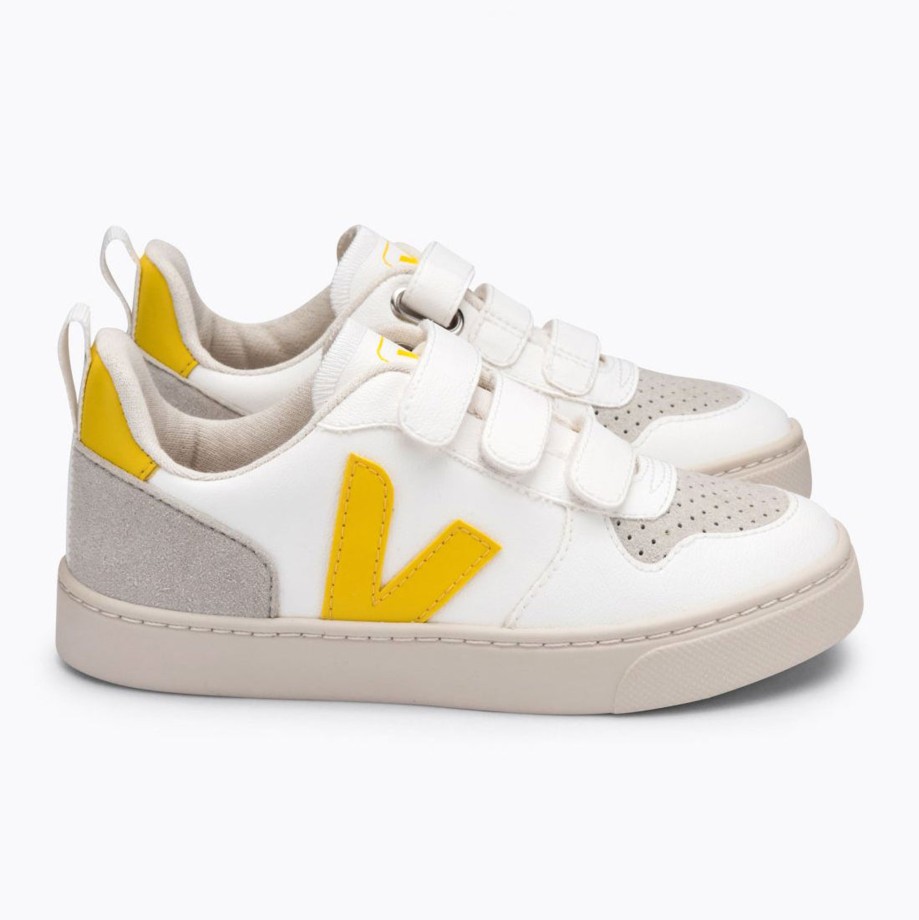 Clothing & Shoes Veja Shoes & Trainers | Veja Kids V-10 Velcro Trainers - White Tonic