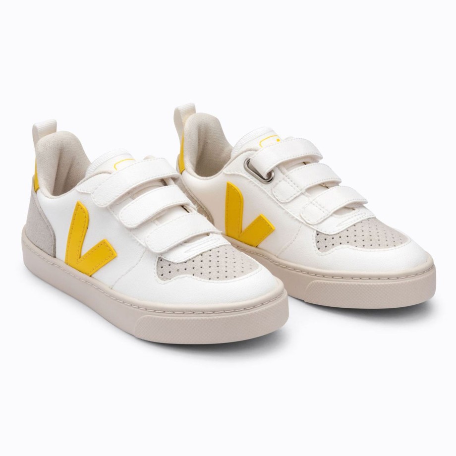 Clothing & Shoes Veja Shoes & Trainers | Veja Kids V-10 Velcro Trainers - White Tonic